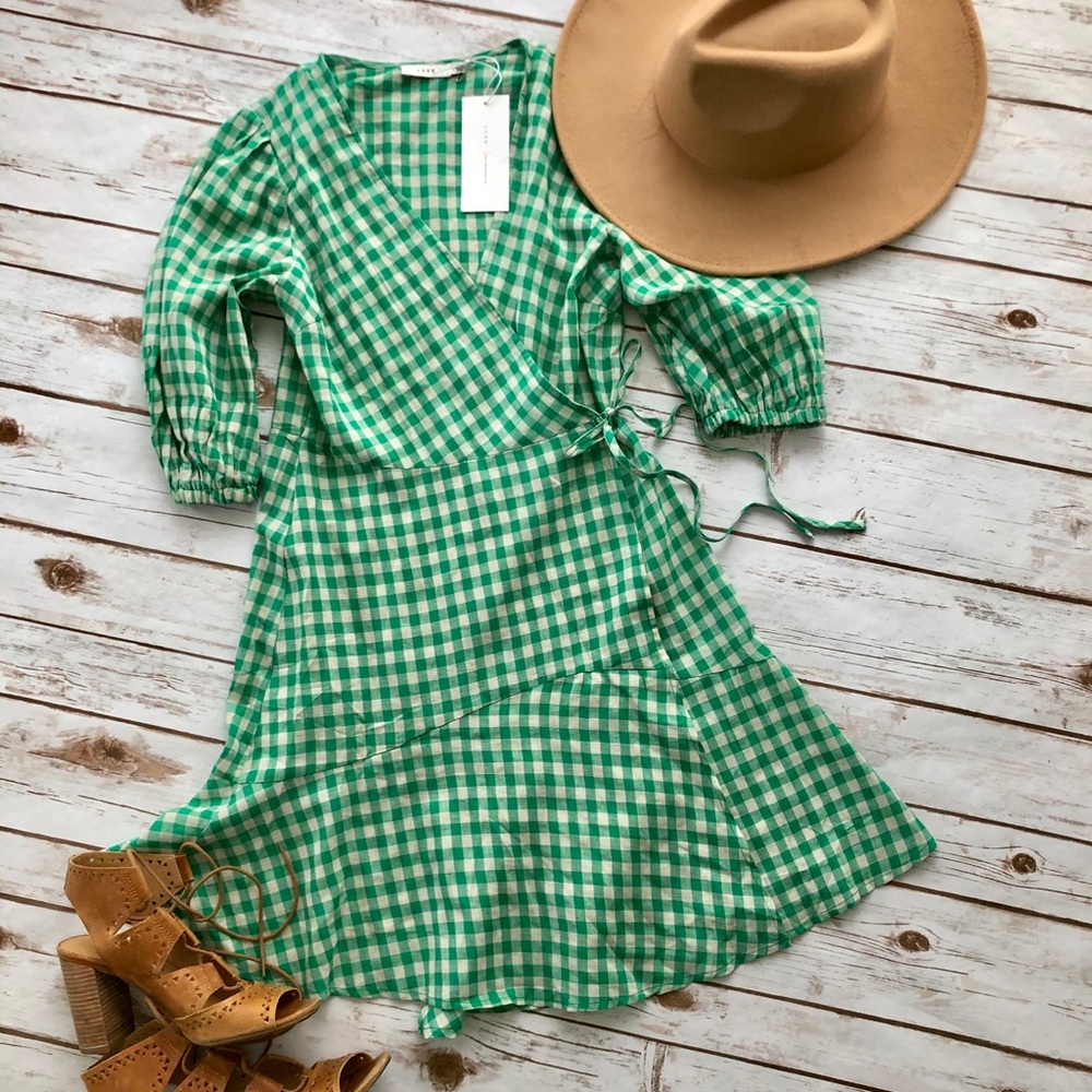 Vici gingham wrap dress